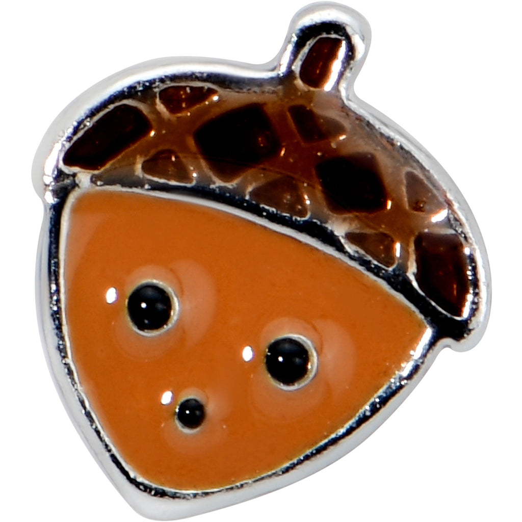 BodyCandy 16G 5/16 Acorn Face Brown Autumn Cartilage Tragus Earring — detail close-up