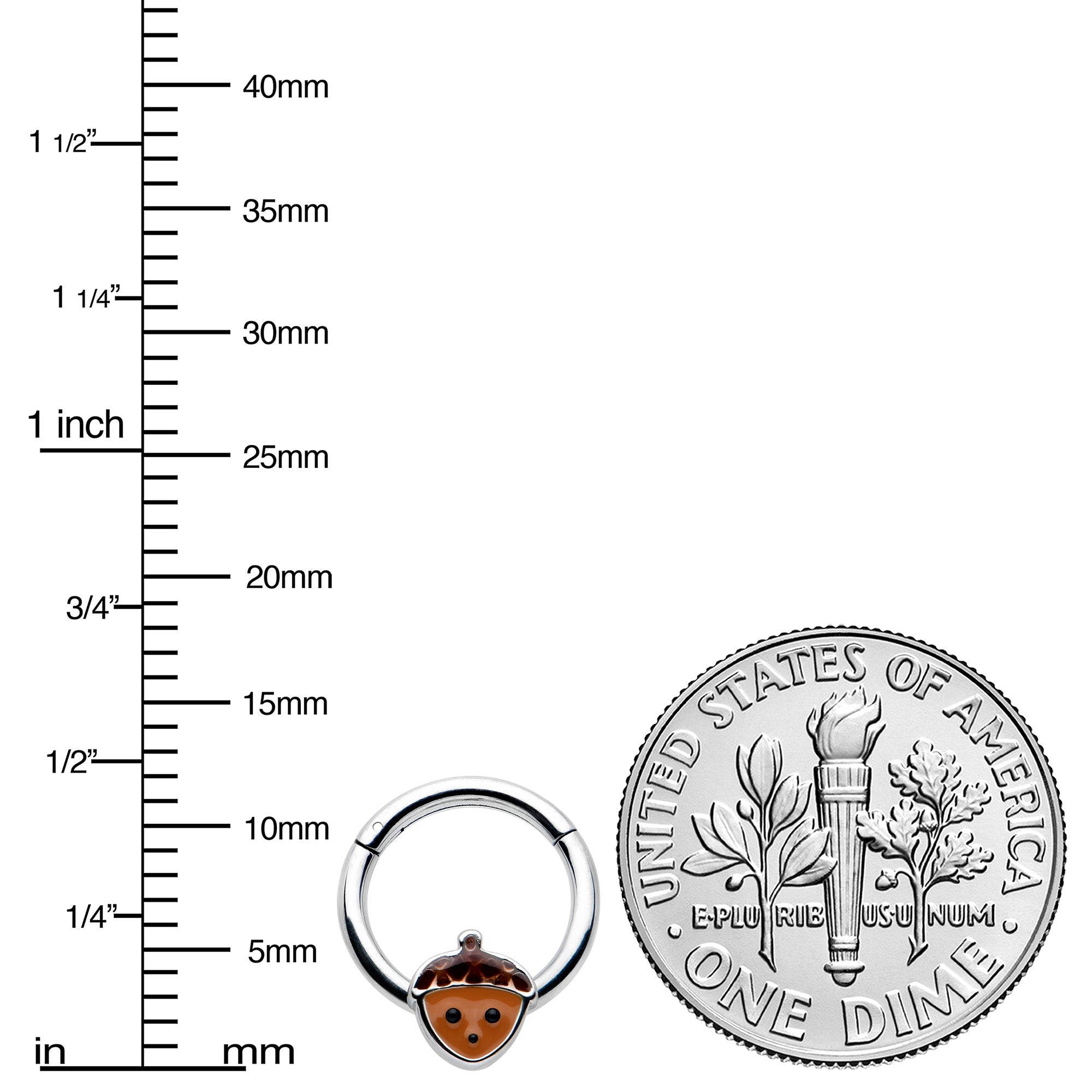 BodyCandy 16G 5/16 Fall Acorn Face Brown Autumn Hinged Segment Ring — lifestyle context