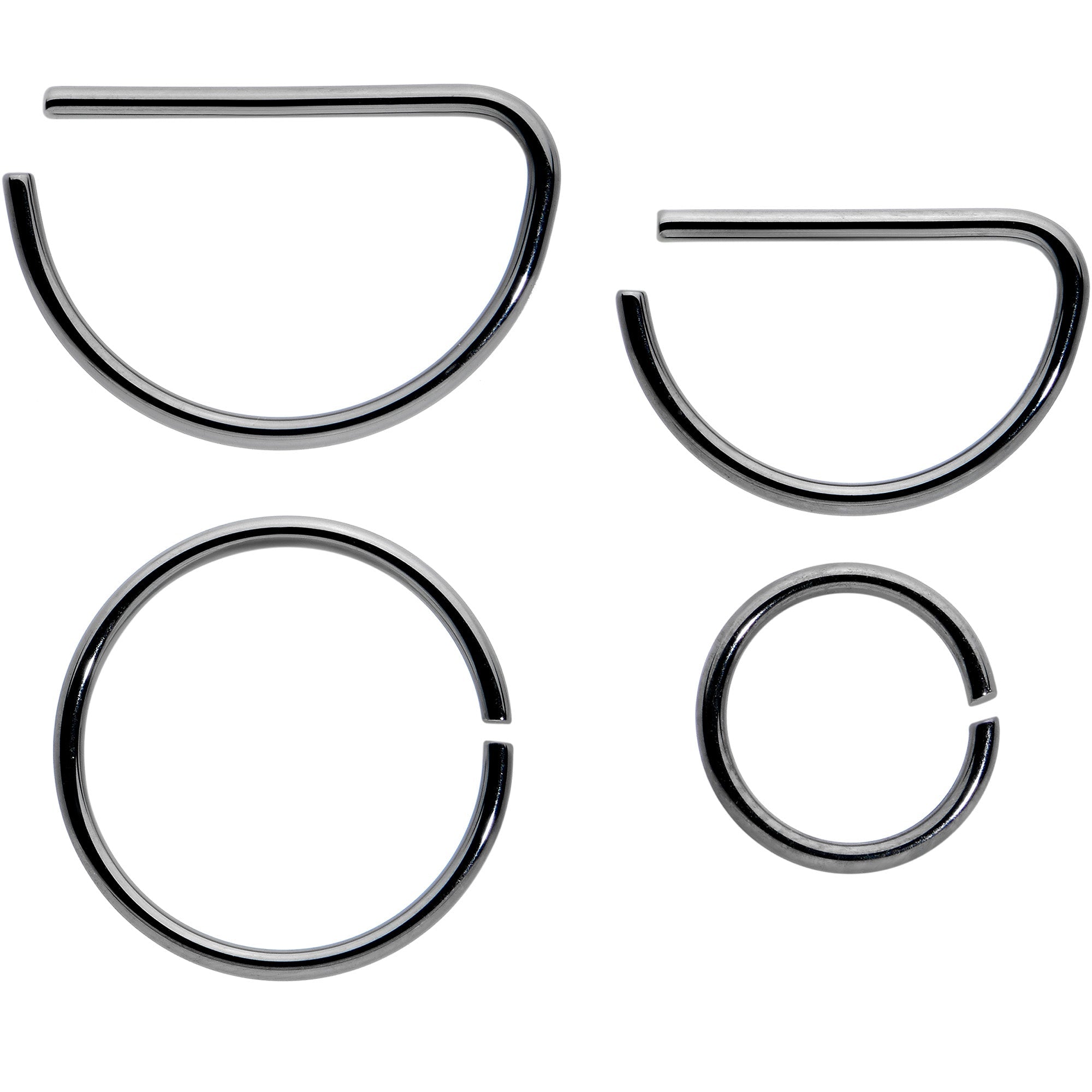 BodyCandy 20G 12 Pack ASTM F-136 Implant Grade Titanium Nose Hoop D Shaped Septum Ring and Cartilage Ear Hoop Earring Set — l