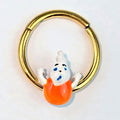 BodyCandy 16G 3/8 Gold Tone Pumpkin Haunter Ghost Hinged Segment Ring — main product shot