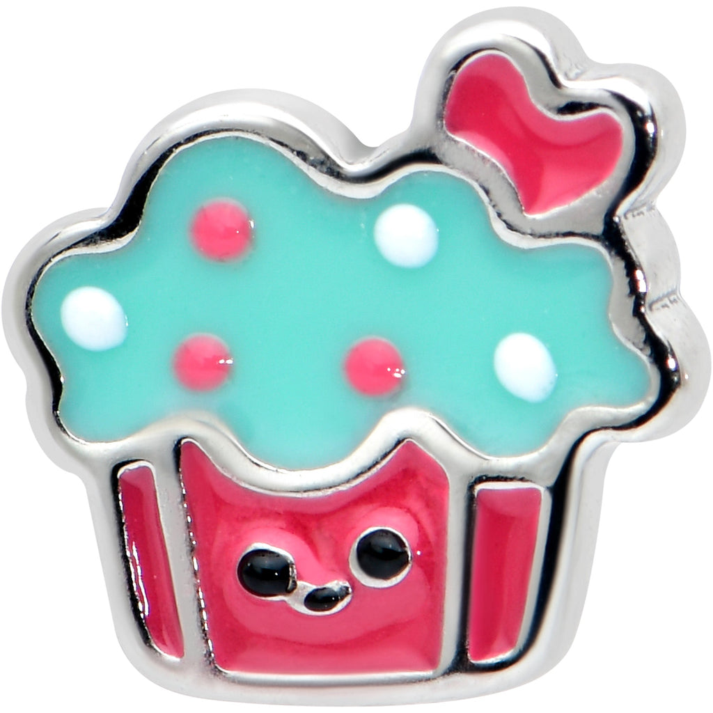 BodyCandy 16G 1/4 Sweet Happy Cupcake Cartilage Tragus Earring — detail close-up