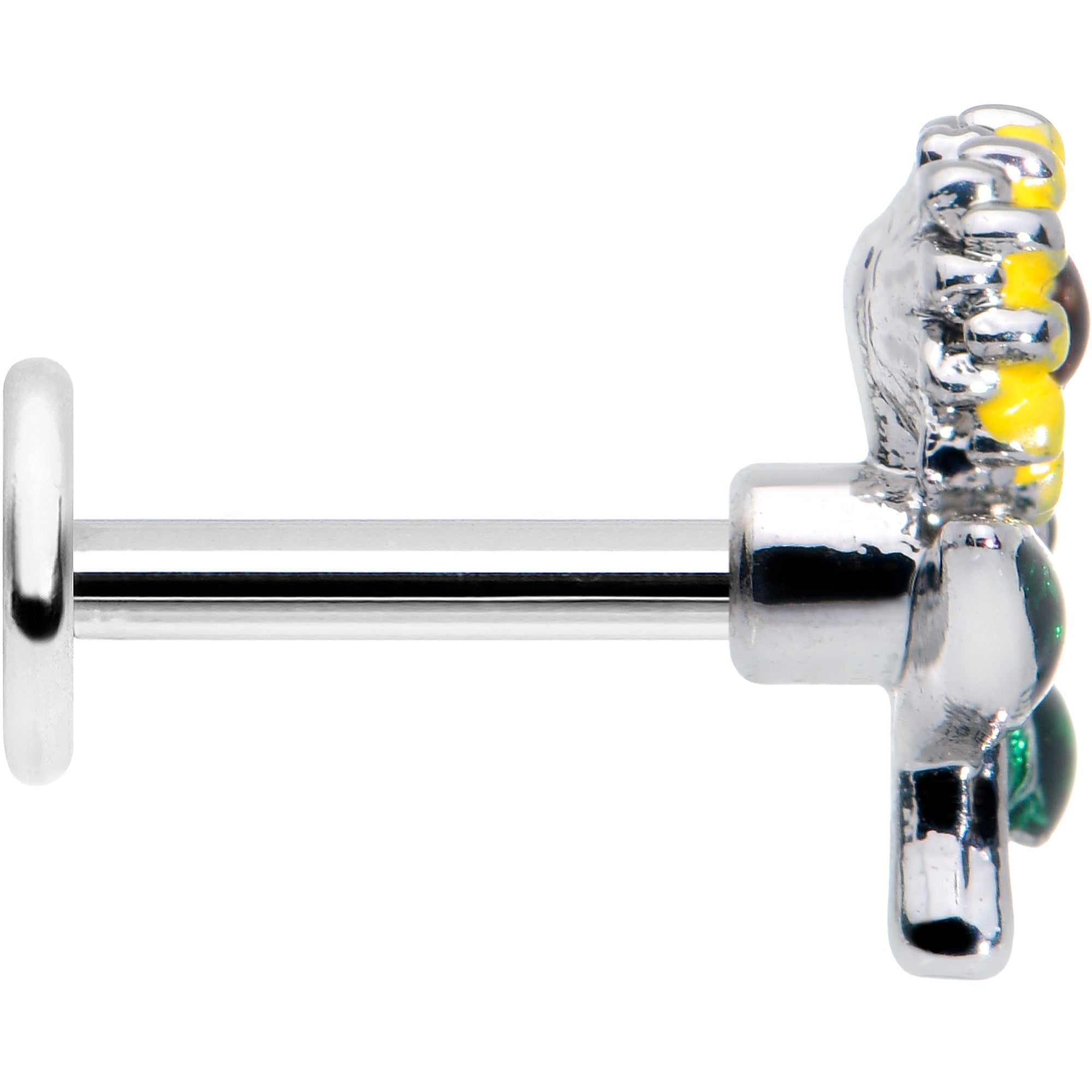 BodyCandy 16G 1/4 Cheery Inlay Sunflowers Labret — lifestyle context