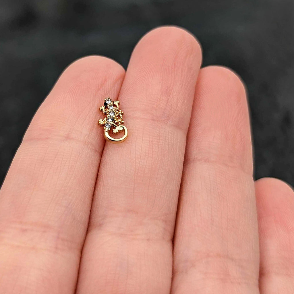 BodyCandy 16G 5/16 Clear Gem Gold Tone Luscious Lizard Labret Monroe Tragus — size reference