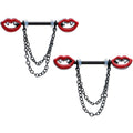 BodyCandy 14G 11/16 Black Vampire Fangs Chain Dangle Nipple Ring Set — main product shot