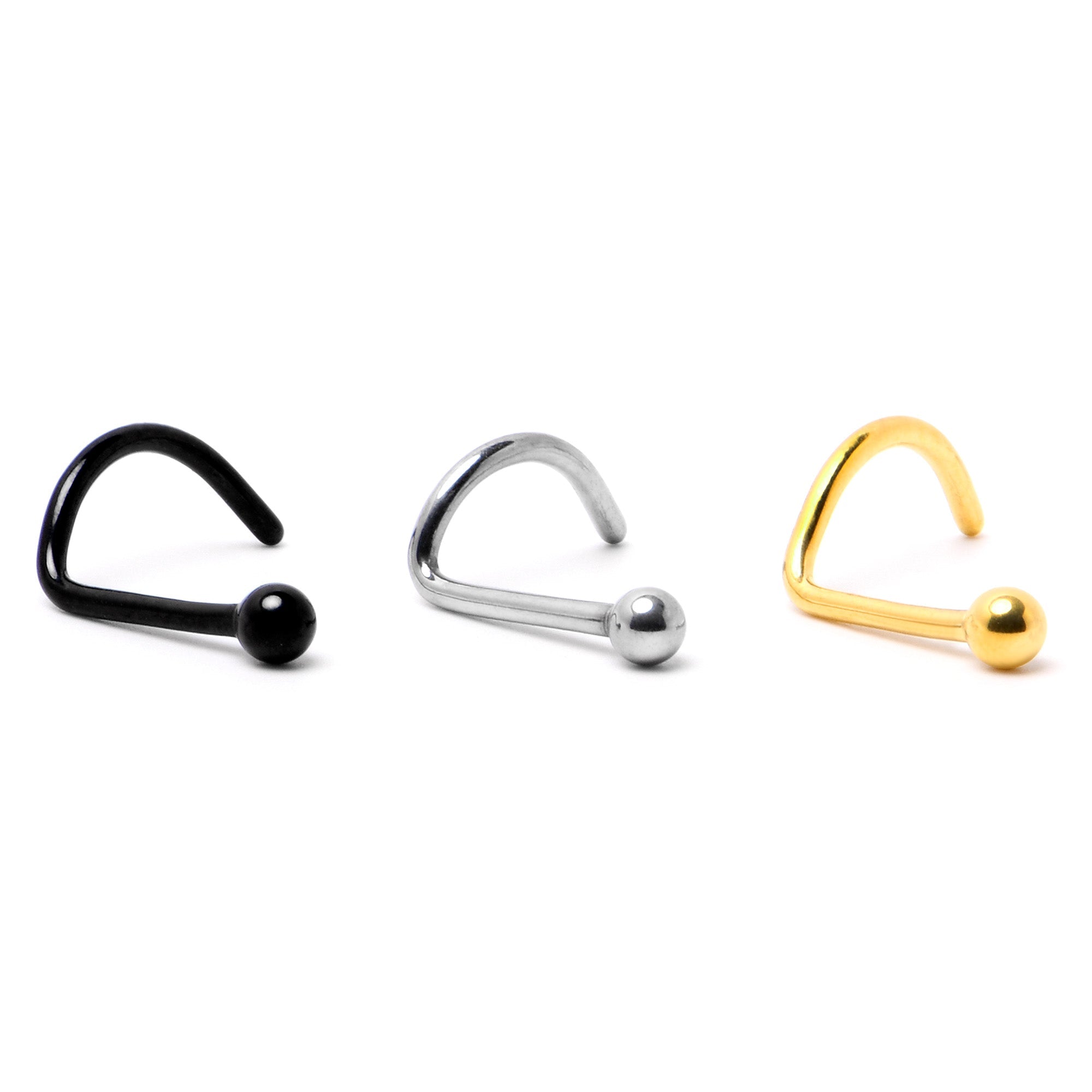 BodyCandy 20G 1/4 Gold Hue ASTM F-136 Implant Grade Titanium Ball End Left Side Nose Screw — size reference