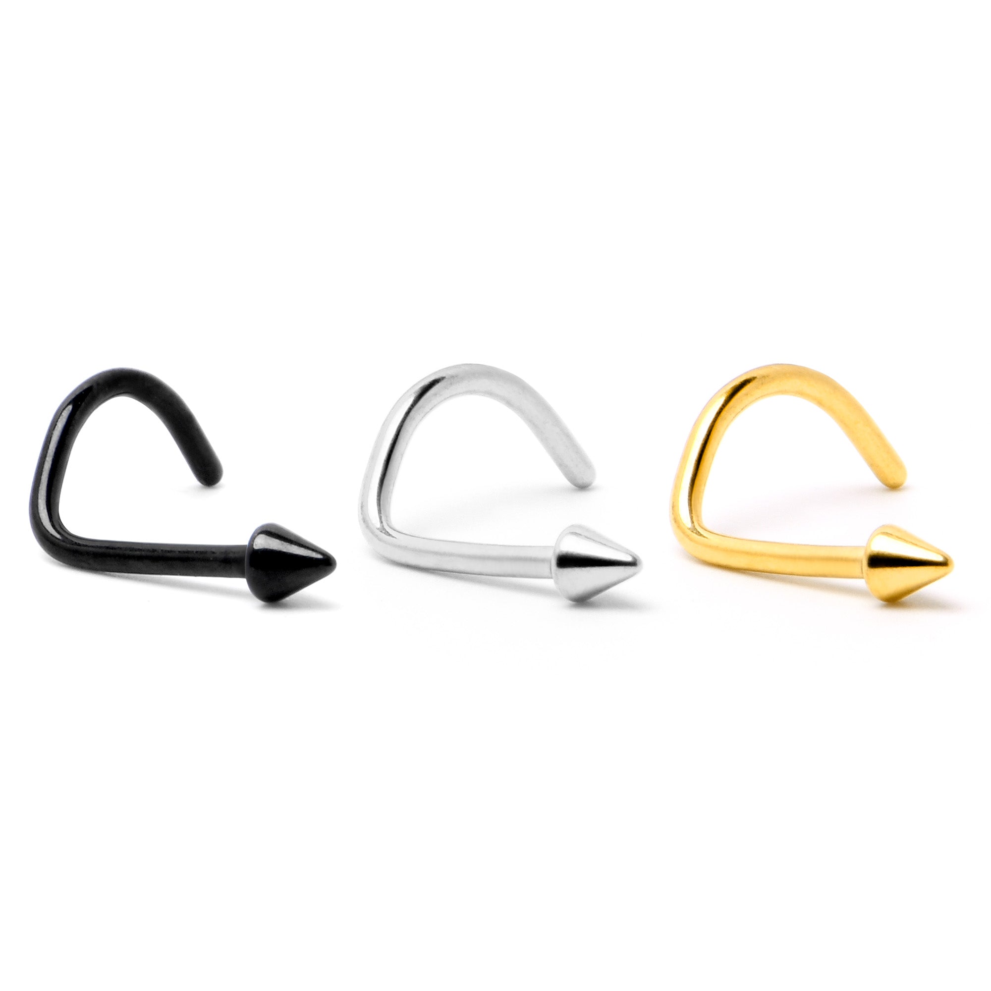BodyCandy 20G 1/4 ASTM F-136 Implant Grade Titanium Cone End Left Side Nose Screw — size reference