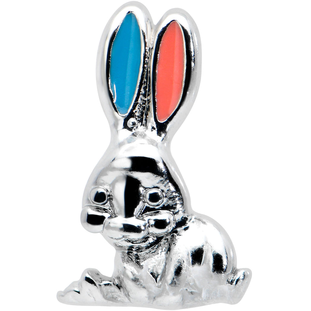 BodyCandy 16G 5/16 Easter Bunny Blue Red Ears Cartilage Tragus Earring — detail close-up