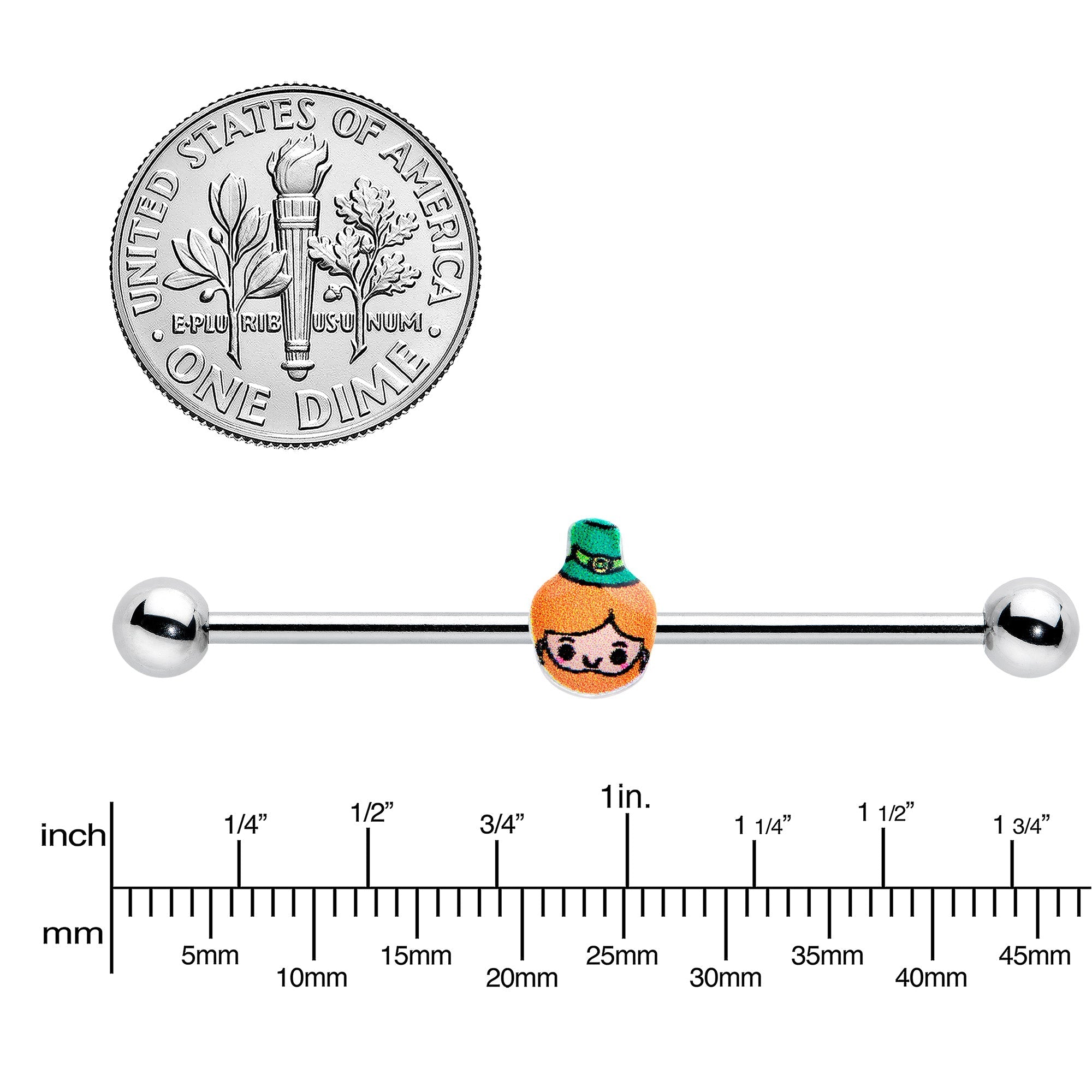 BodyCandy 14G Sweet Happy Leprechaun St Patricks Industrial Barbell 38mm — lifestyle context