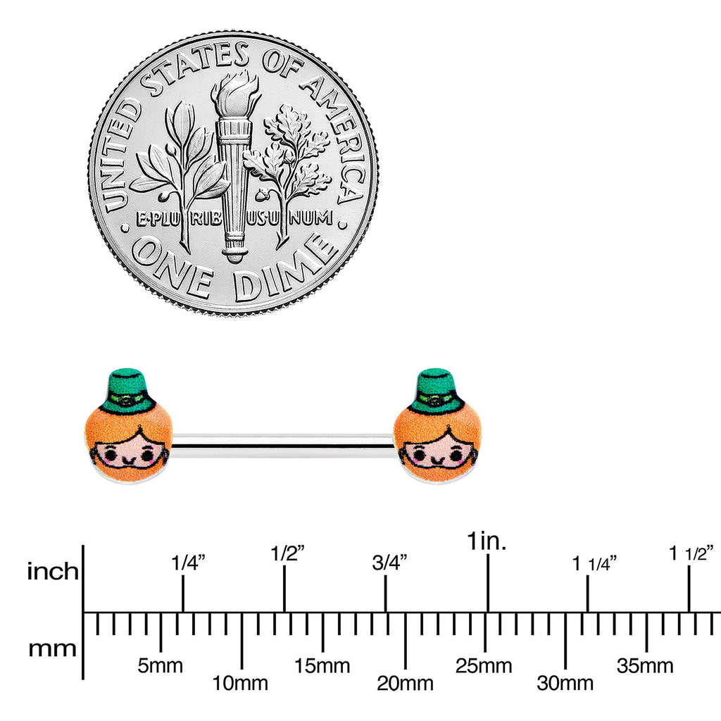 BodyCandy 14G 9/16 Sweet Happy Leprechaun St Patricks Day Nipple Ring Set — lifestyle context