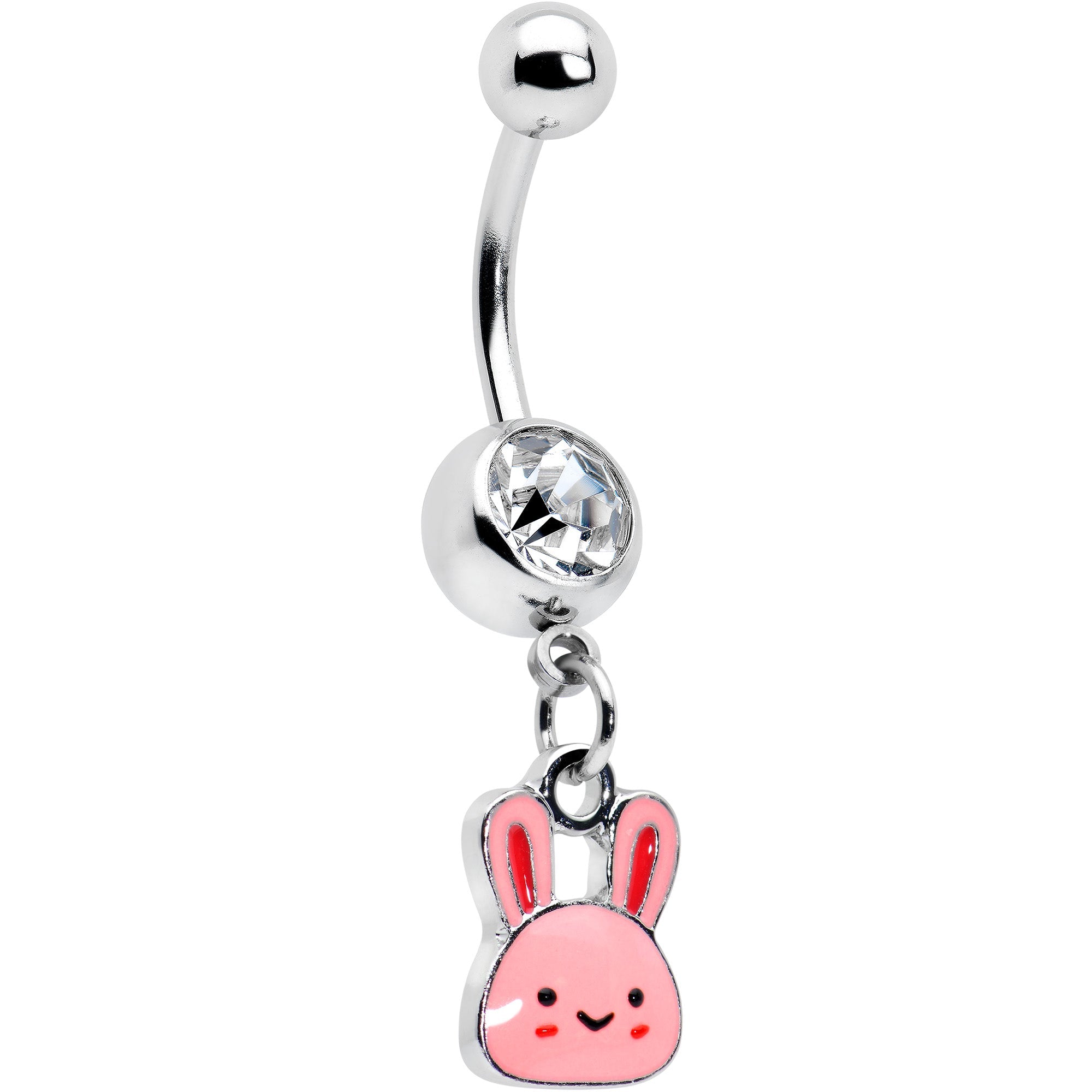 BodyCandy Clear Gem Kawaii Cutie Easter Bunny Dangle Belly Ring — main product shot
