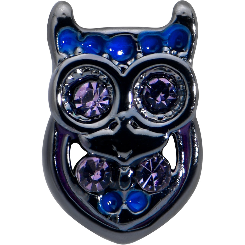 BodyCandy 16G 5/16 Purple Gem Black Opulent Owl Labret Monroe Tragus — detail close-up