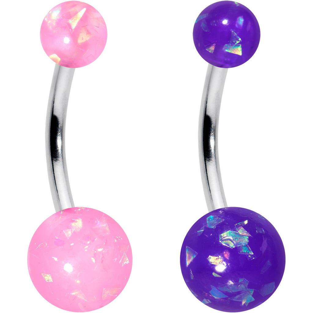 BodyCandy White Pink Purple Faux Opal Pack Belly Ring Set of 4 — lifestyle context
