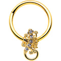 BodyCandy 16G 3/8 Clear Gem Gold Tone Luscious Lizard Hinged Segment Ring — main product shot