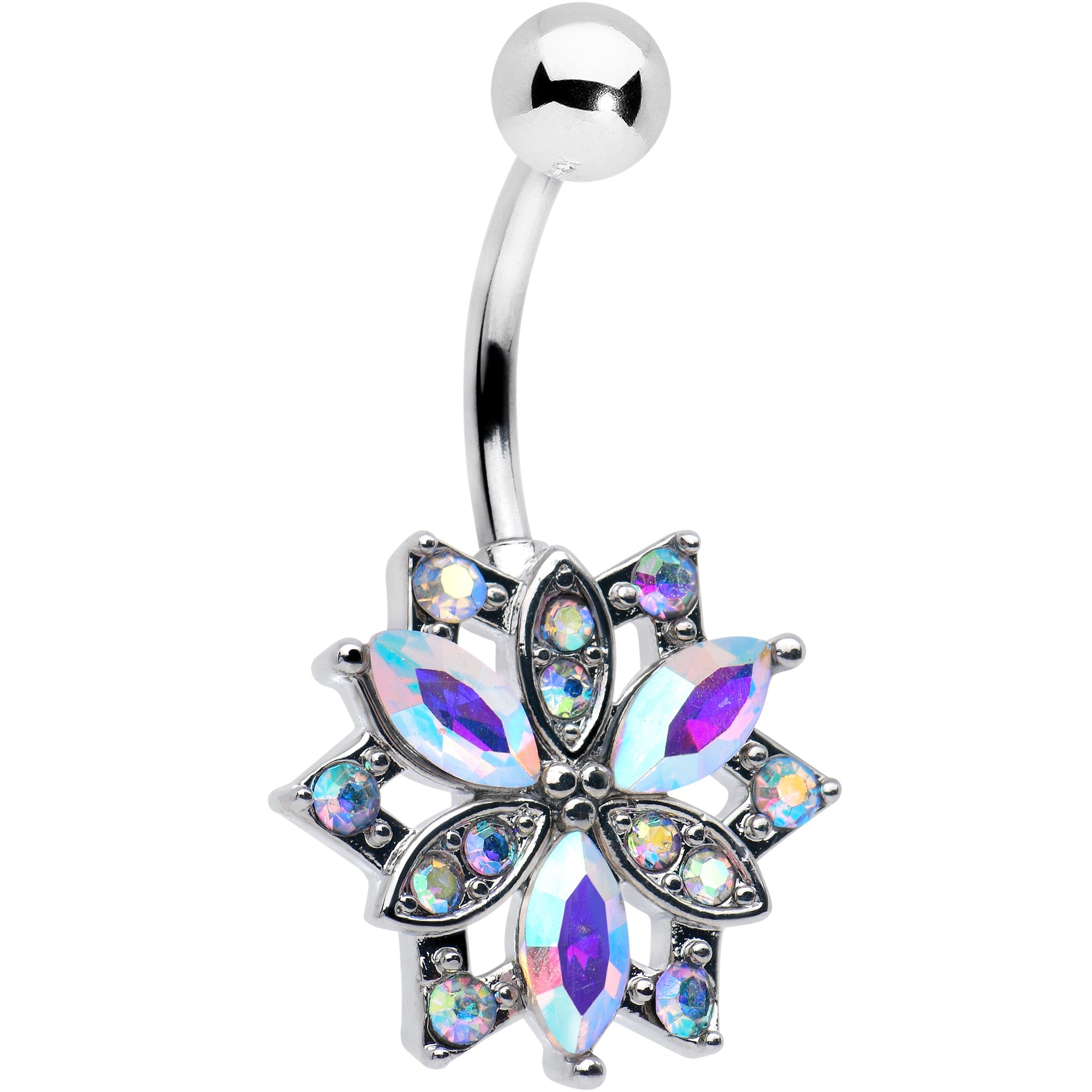 BodyCandy Aurora CZ Gem Snowflake Style Belly Ring — main product shot