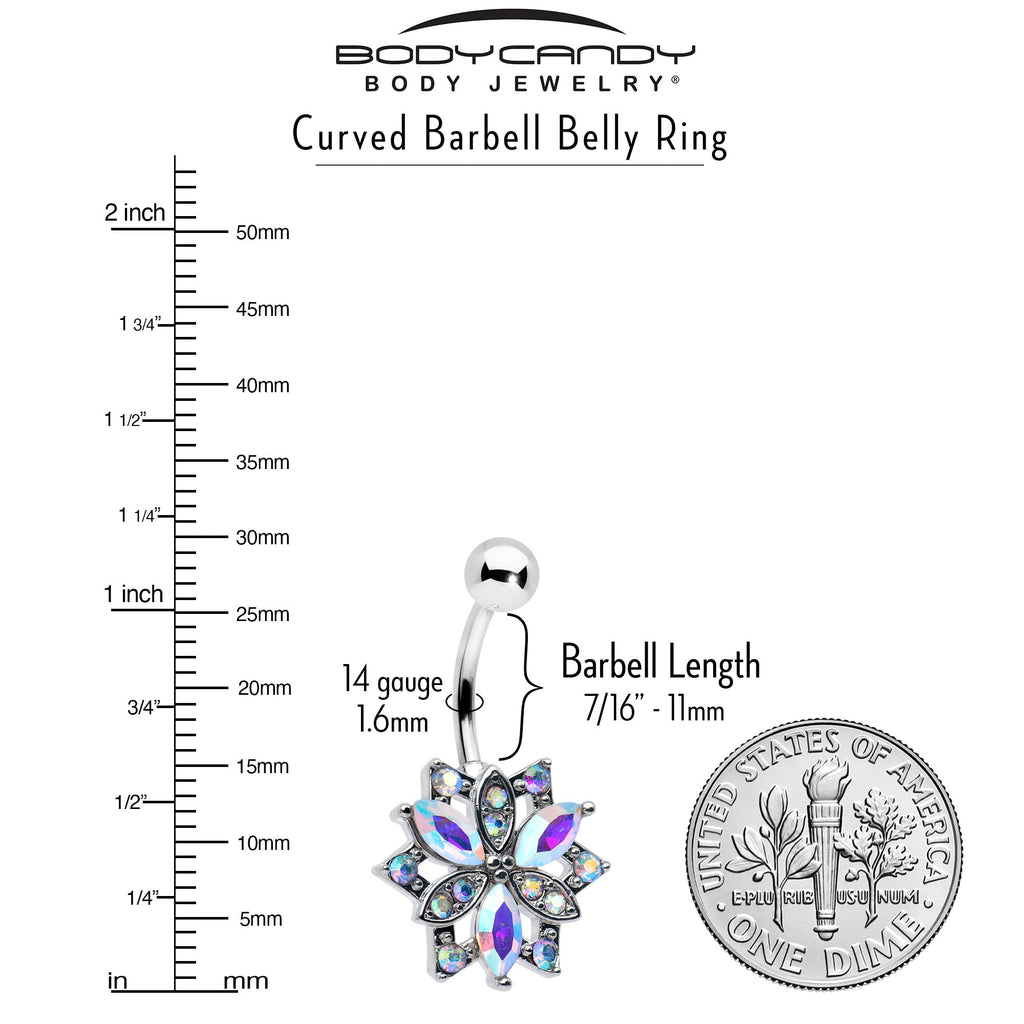 BodyCandy Aurora CZ Gem Snowflake Style Belly Ring — side view
