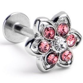 16G 5/16 Pink Radiant Blossom Flower Labret Monroe Tragus