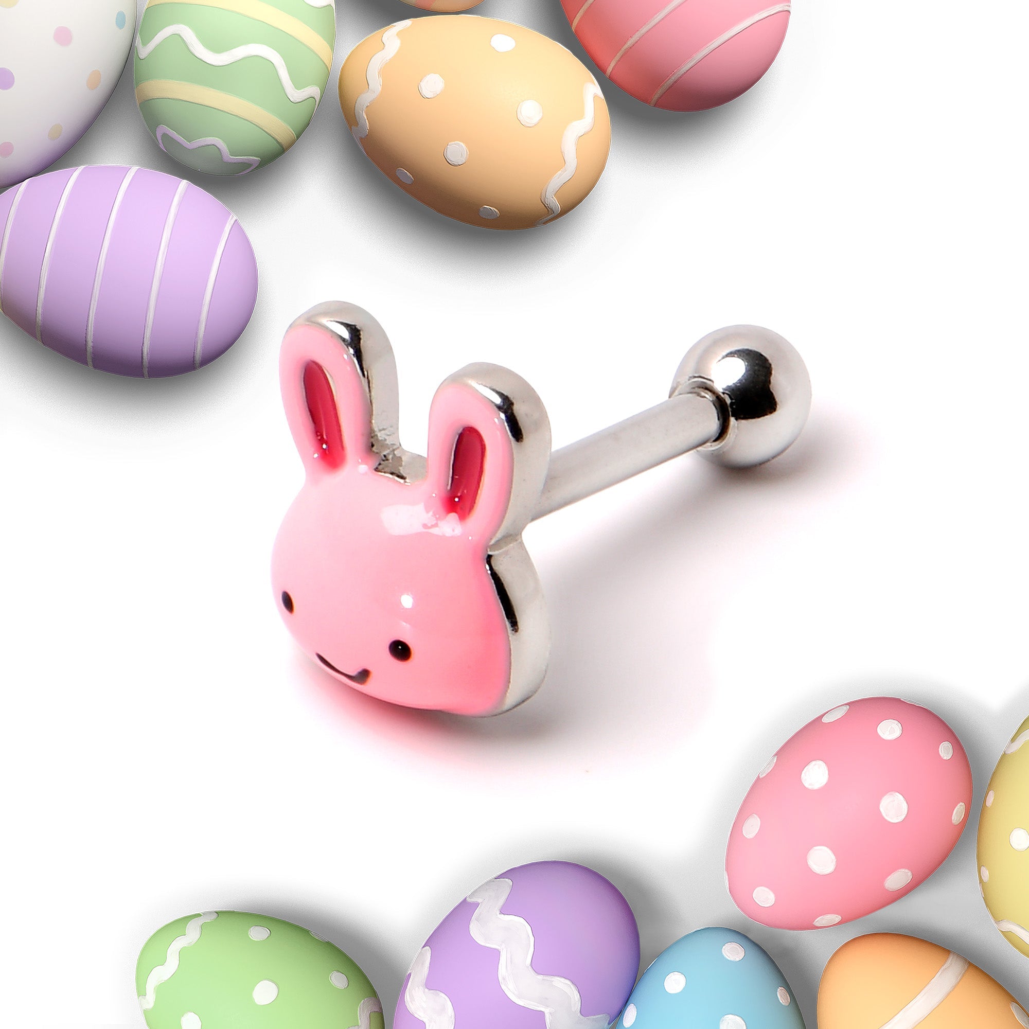 BodyCandy 16G 5/16 Kawaii Cutie Easter Bunny Cartilage Tragus Earring — back view
