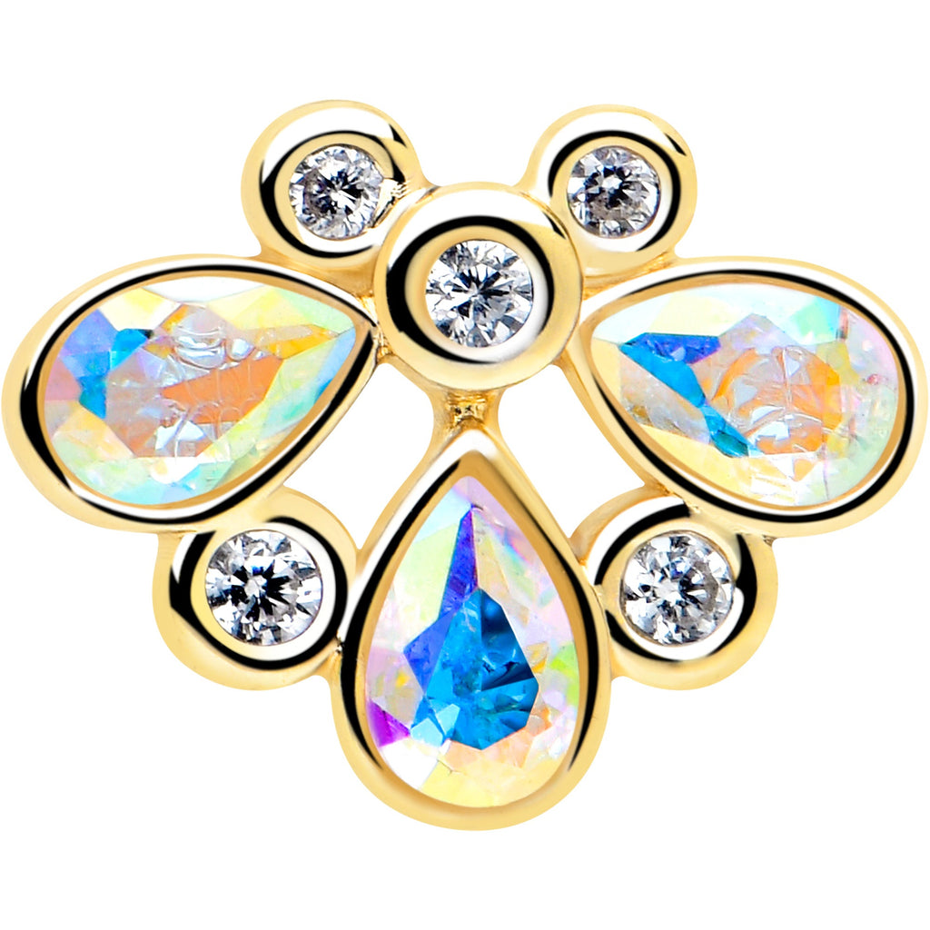 BodyCandy 16G 1/4 Aurora Gem Golden Crown Deluxe Labret — lifestyle context