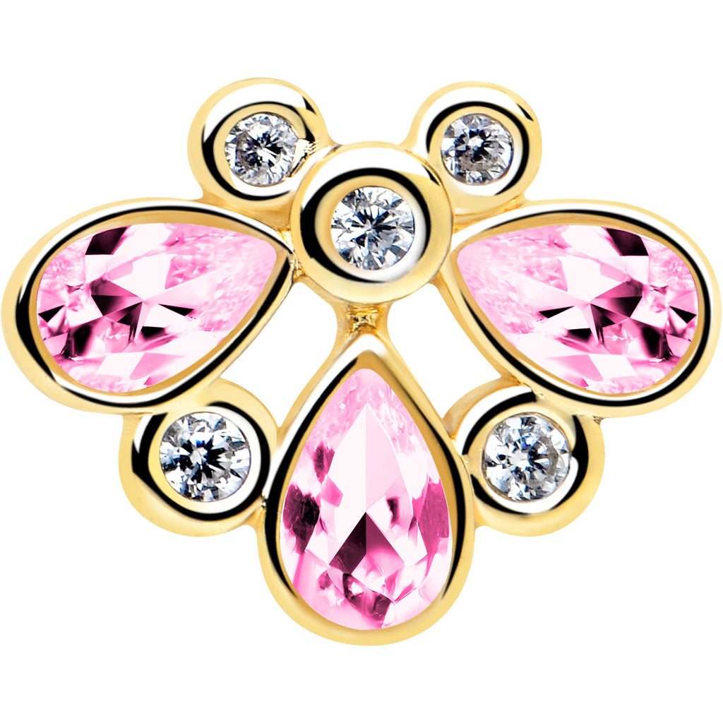 BodyCandy 16G 1/4 Pink Gem Golden Crown Deluxe Labret — lifestyle context