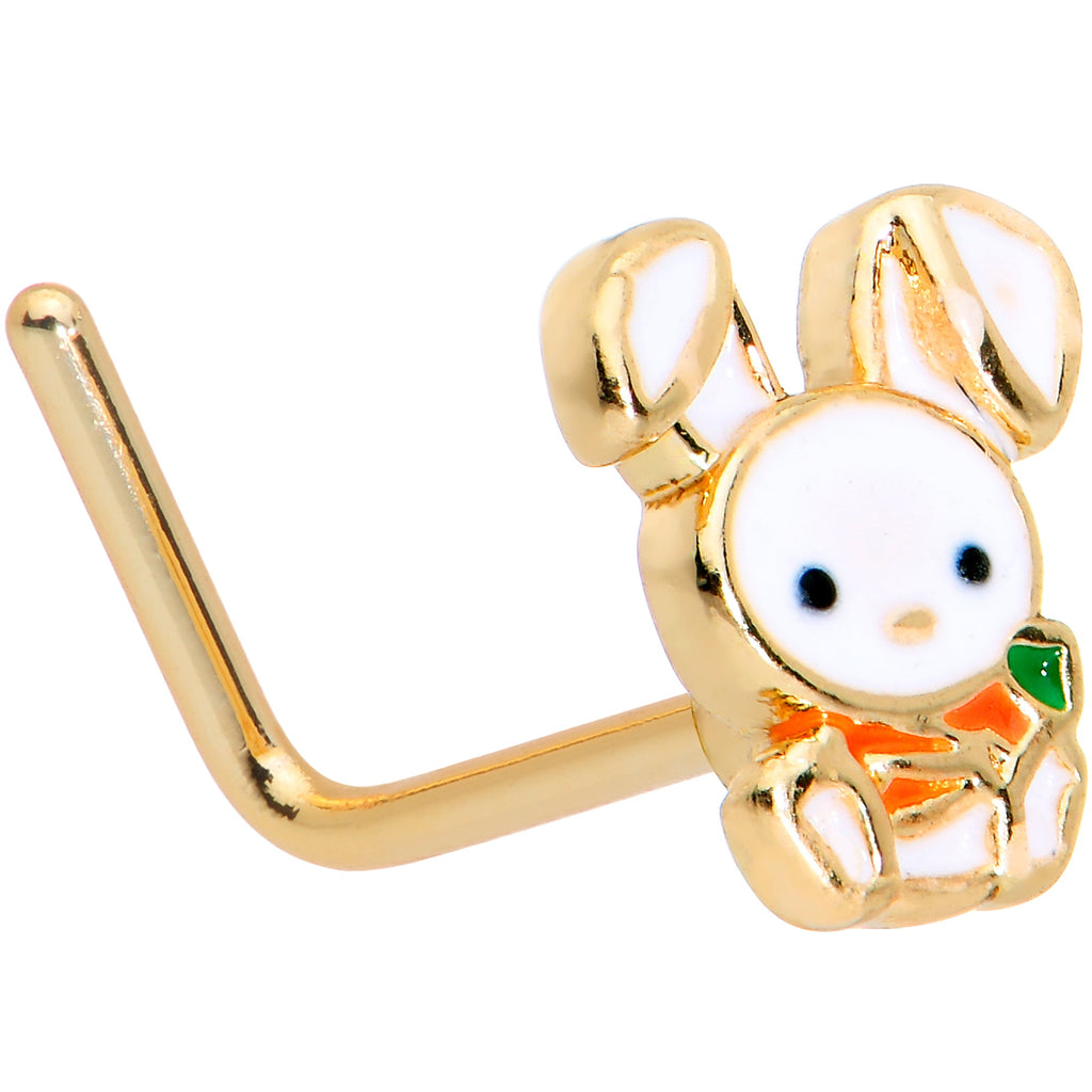 BodyCandy 20G 7mm Gold Tone Cutie Easter Bunny L Shape Nose Ring — main product shot