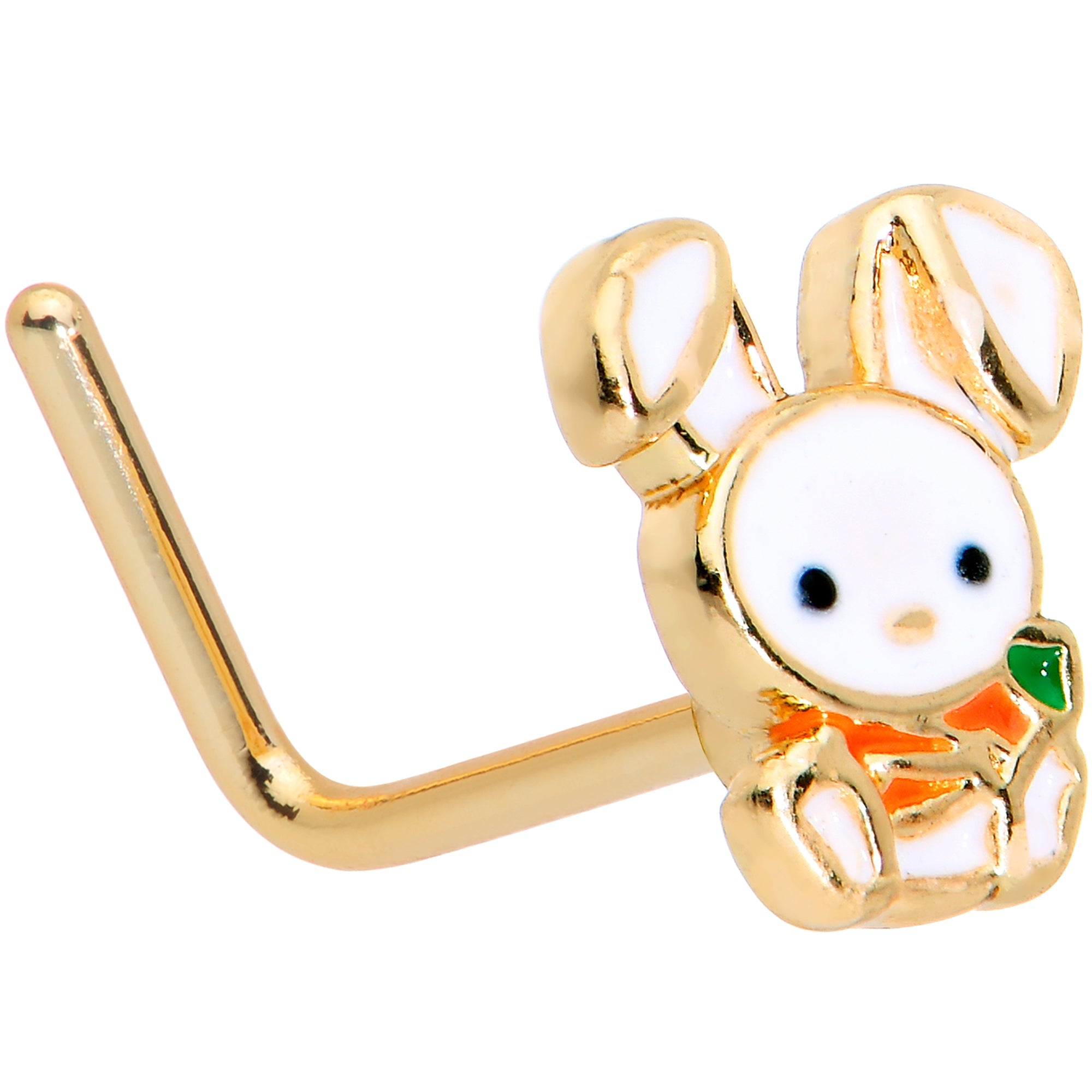 BodyCandy 20G 7mm Gold Tone Cutie Easter Bunny L Shape Nose Ring — main product shot