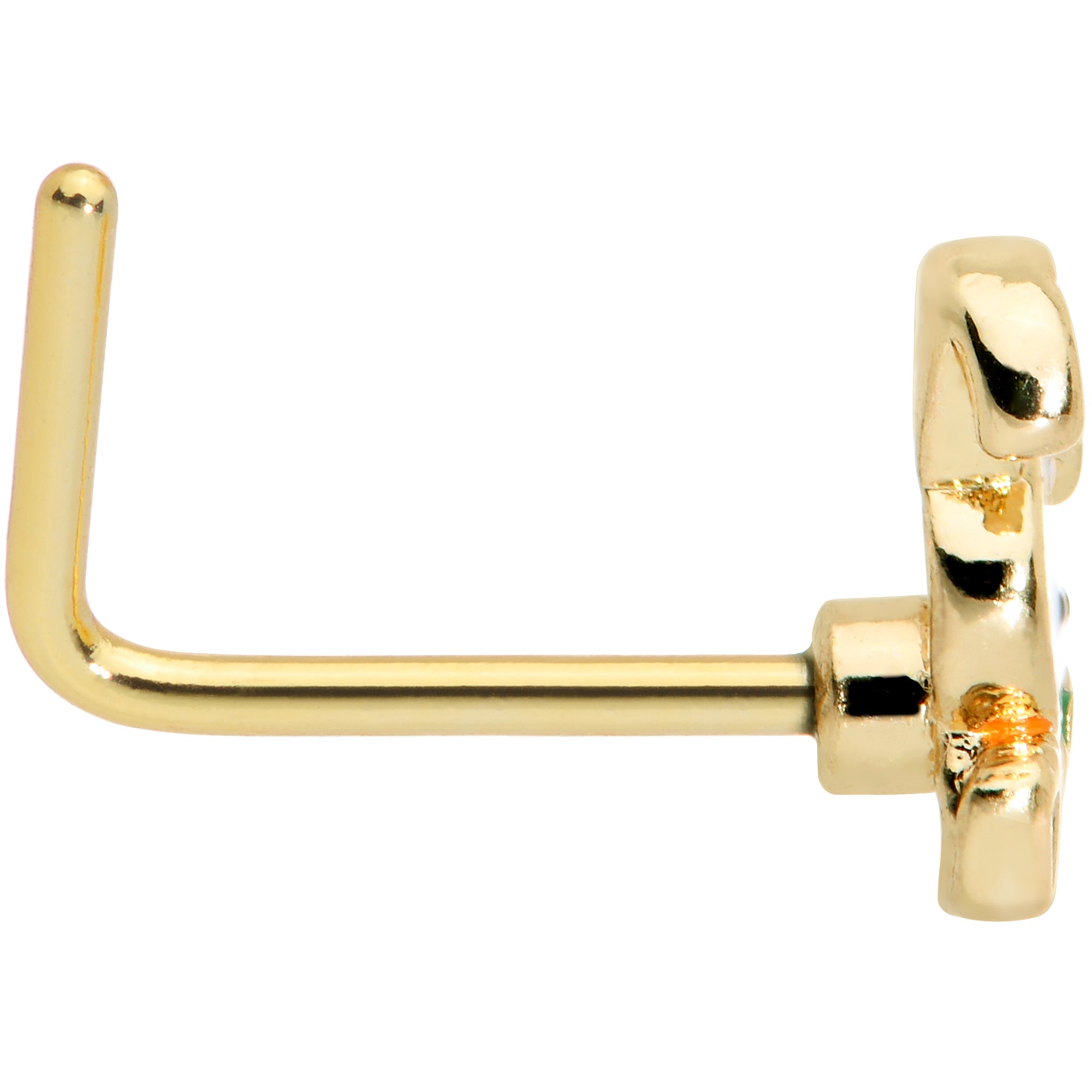 BodyCandy 20G 7mm Gold Tone Cutie Easter Bunny L Shape Nose Ring — back view