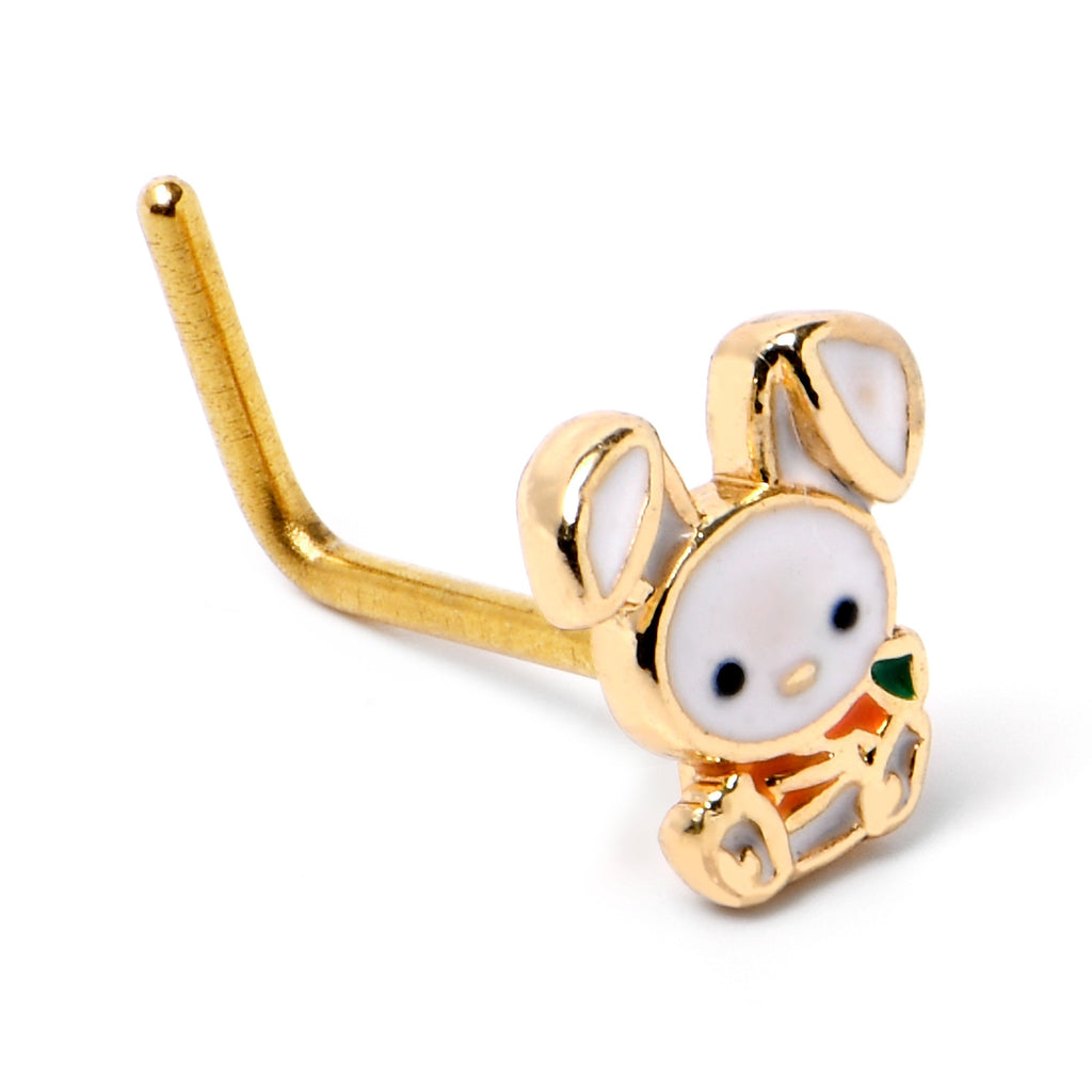BodyCandy 20G 7mm Gold Tone Cutie Easter Bunny L Shape Nose Ring — alternative angle