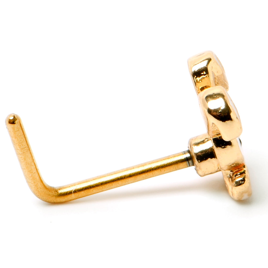 BodyCandy 20G 7mm Gold Tone Cutie Easter Bunny L Shape Nose Ring — in-use photo