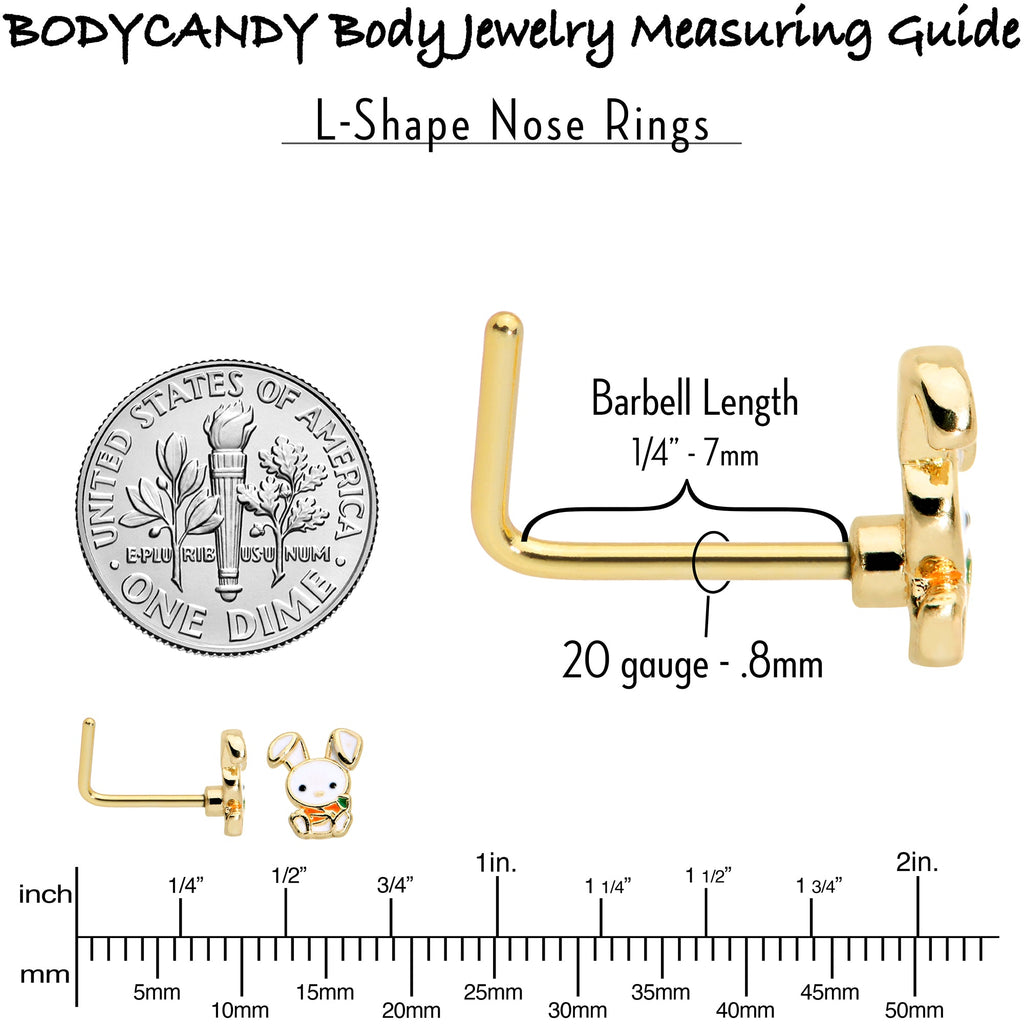 BodyCandy 20G 7mm Gold Tone Cutie Easter Bunny L Shape Nose Ring — size reference