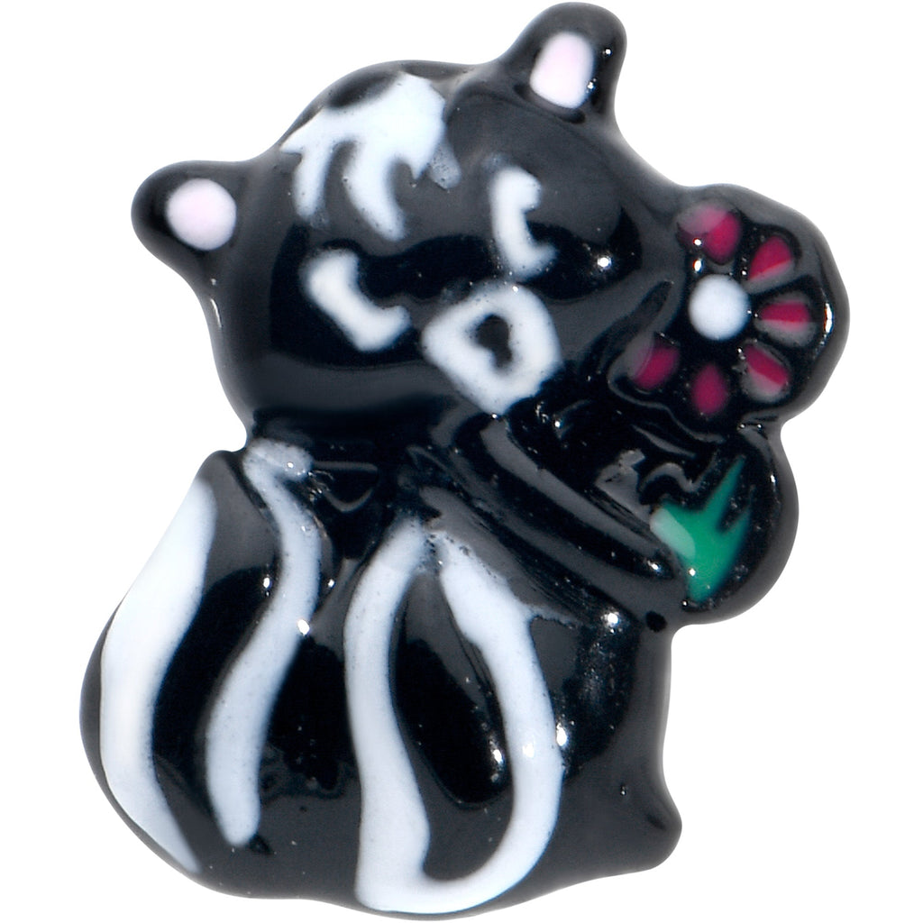 BodyCandy 16G 5/16 Black Funky Skunk Labret Monroe Tragus — detail close-up