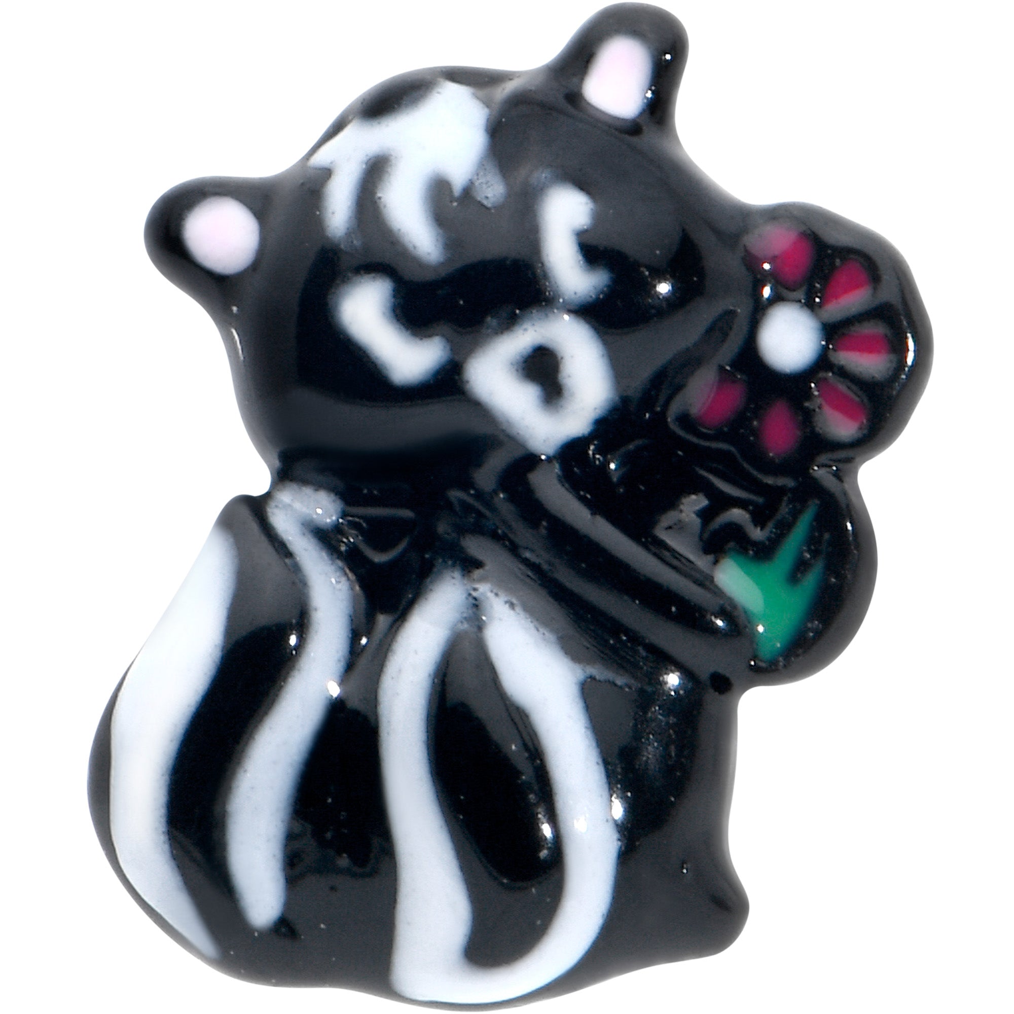 BodyCandy 16G 5/16 Black Funky Skunk Labret Monroe Tragus — detail close-up
