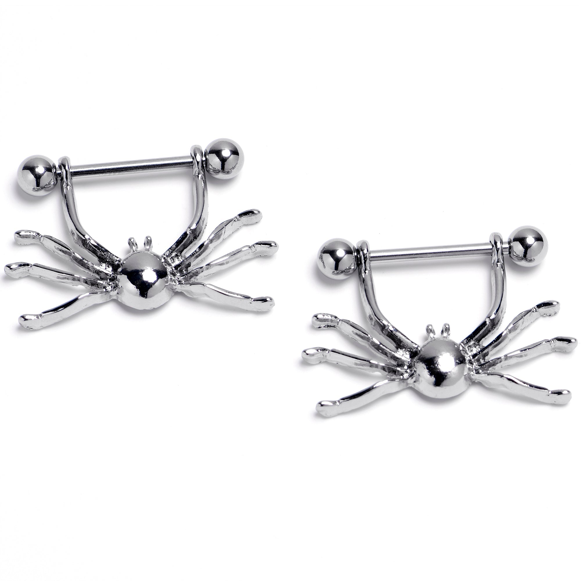 BodyCandy 14G 9/16 Captivating Spider Dangle Nipple Shield Set — main product shot