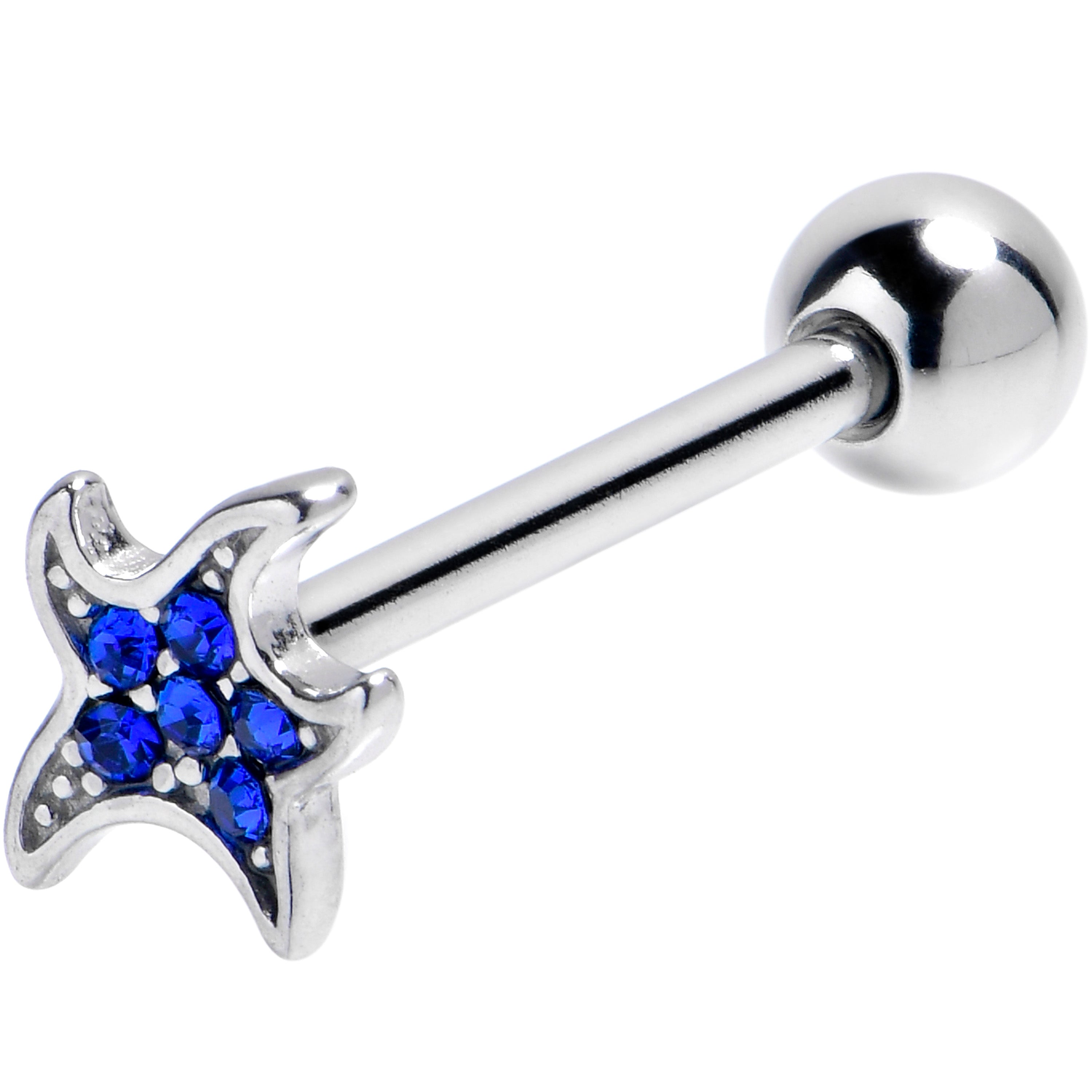 BodyCandy Blue Gem Simply Starfish Nautical Barbell Tongue Ring — main product shot