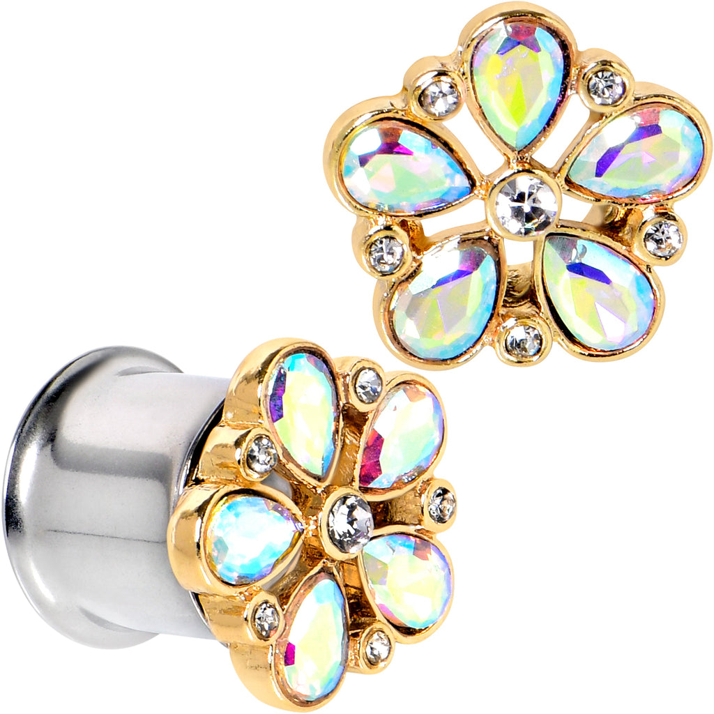 BodyCandy Gem Filigree Flower Fantasy Double Flare Plug Set Sizes 6mm to 25mm — alternative angle