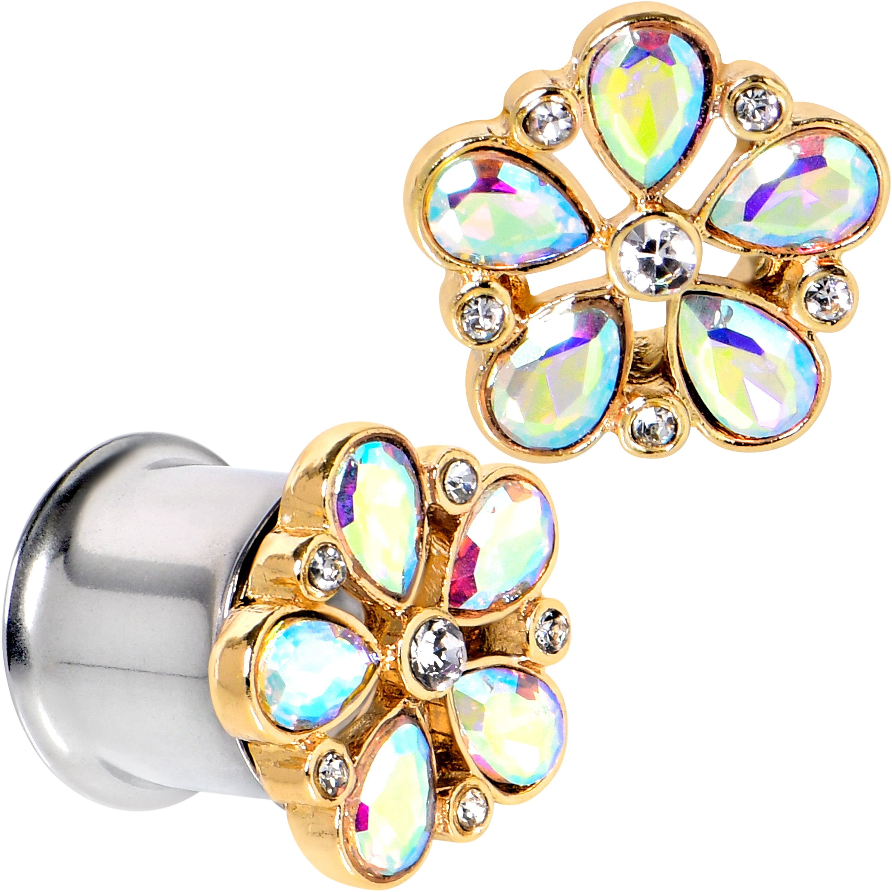 BodyCandy Gem Filigree Flower Fantasy Double Flare Plug Set Sizes 6mm to 25mm — alternative angle