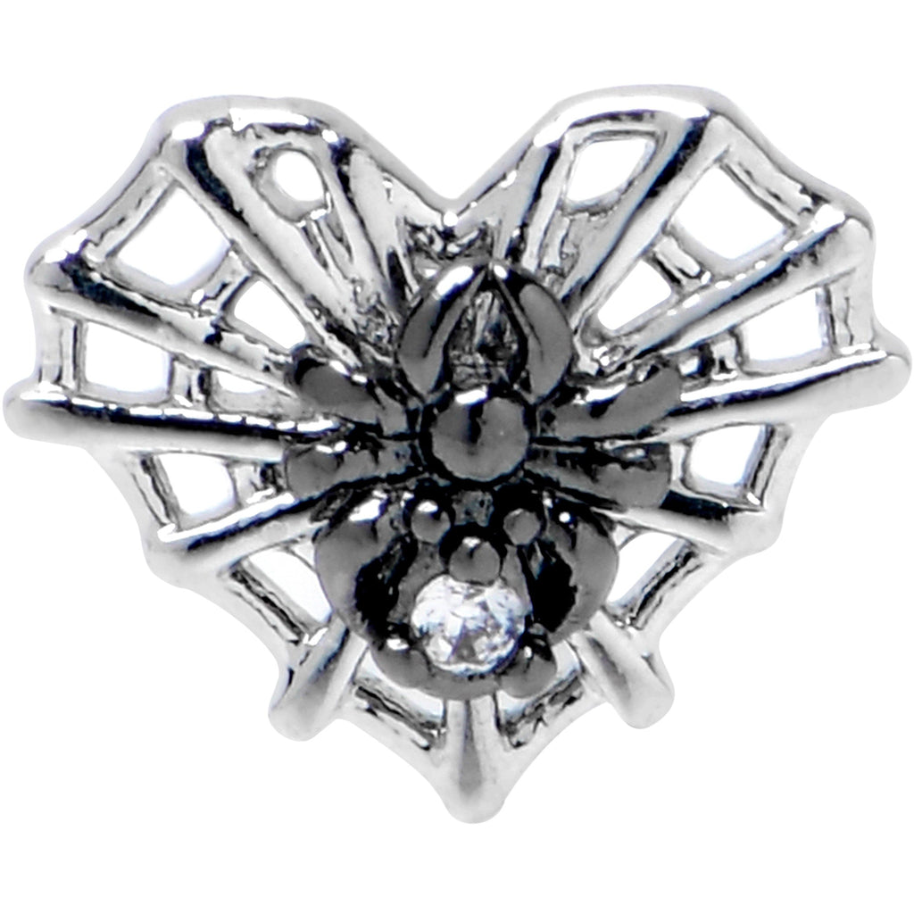 BodyCandy 20G 5/16 Clear CZ Gem Heart of Spider Nose Hoop — detail close-up