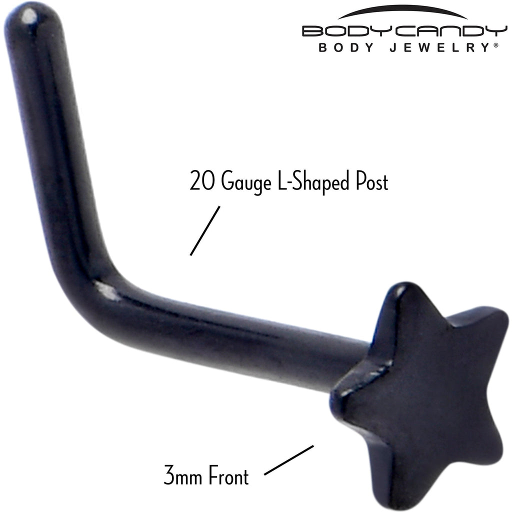 BodyCandy 20G 1/4 Black ASTM F-136 Implant Grade Titanium Star End L Shape Nose Ring — lifestyle context