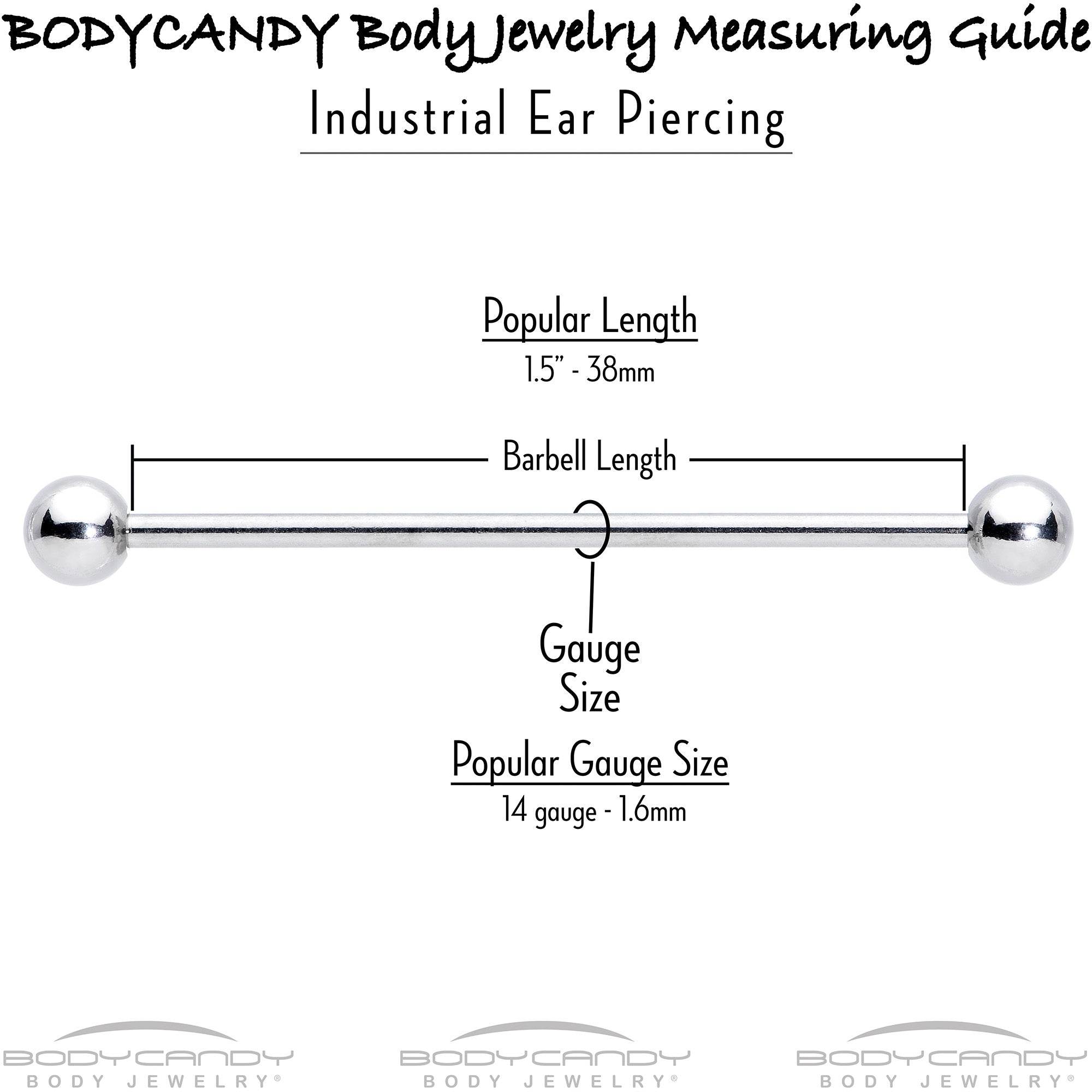 BodyCandy 14G Red Blue Gem Bow Cowboy Boot Patriotic Industrial Barbell 38mm — size reference