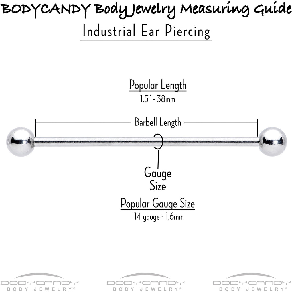BodyCandy 14G Patriotic Uncle Sam Top Hat Industrial Barbell 38mm — size reference