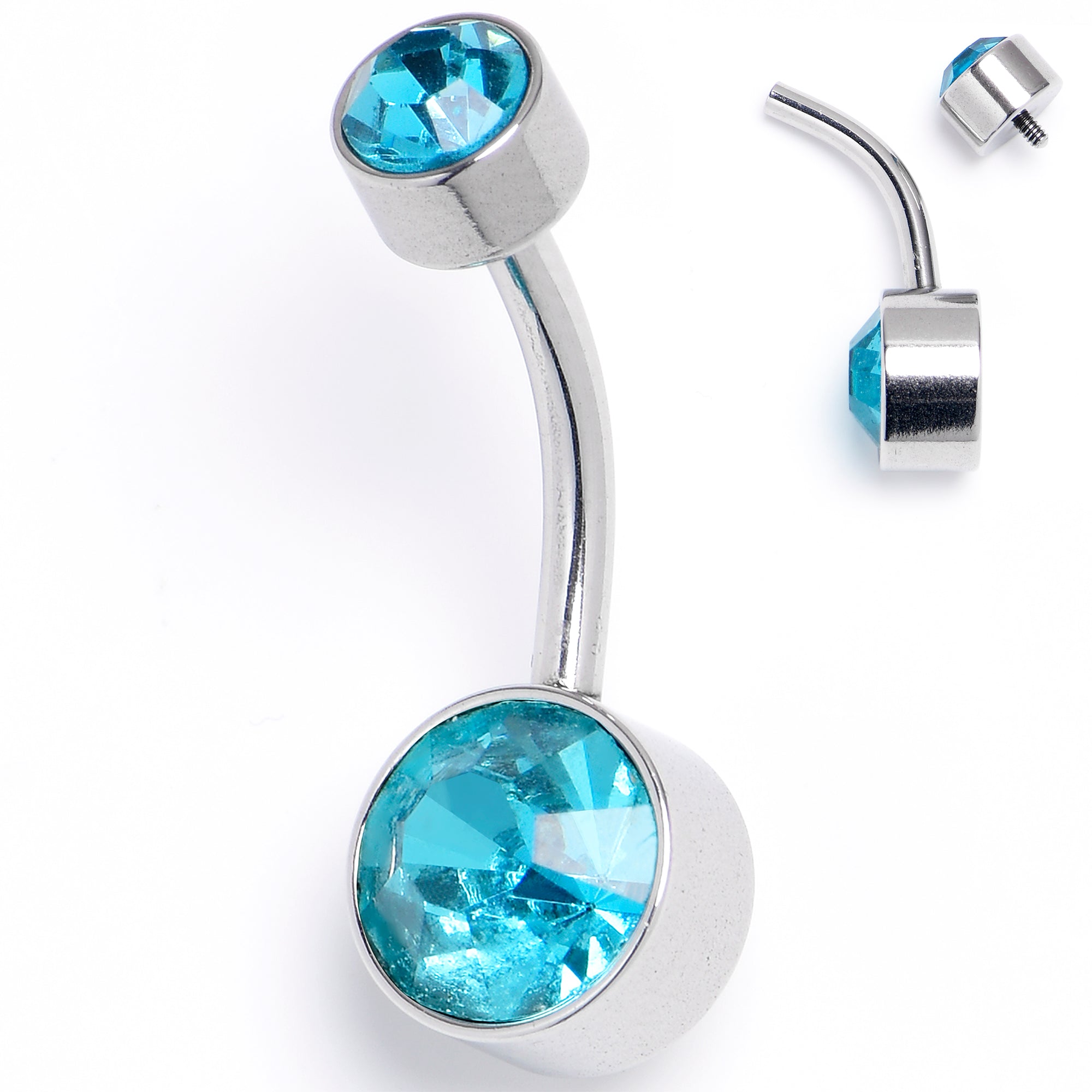 BodyCandy Blue Gem Internally Threaded Simple Belly Ring — main product shot