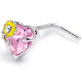 BodyCandy 20G 7mm Pink Gem Sunflower Heart Love L Shape Nose Ring — main product shot