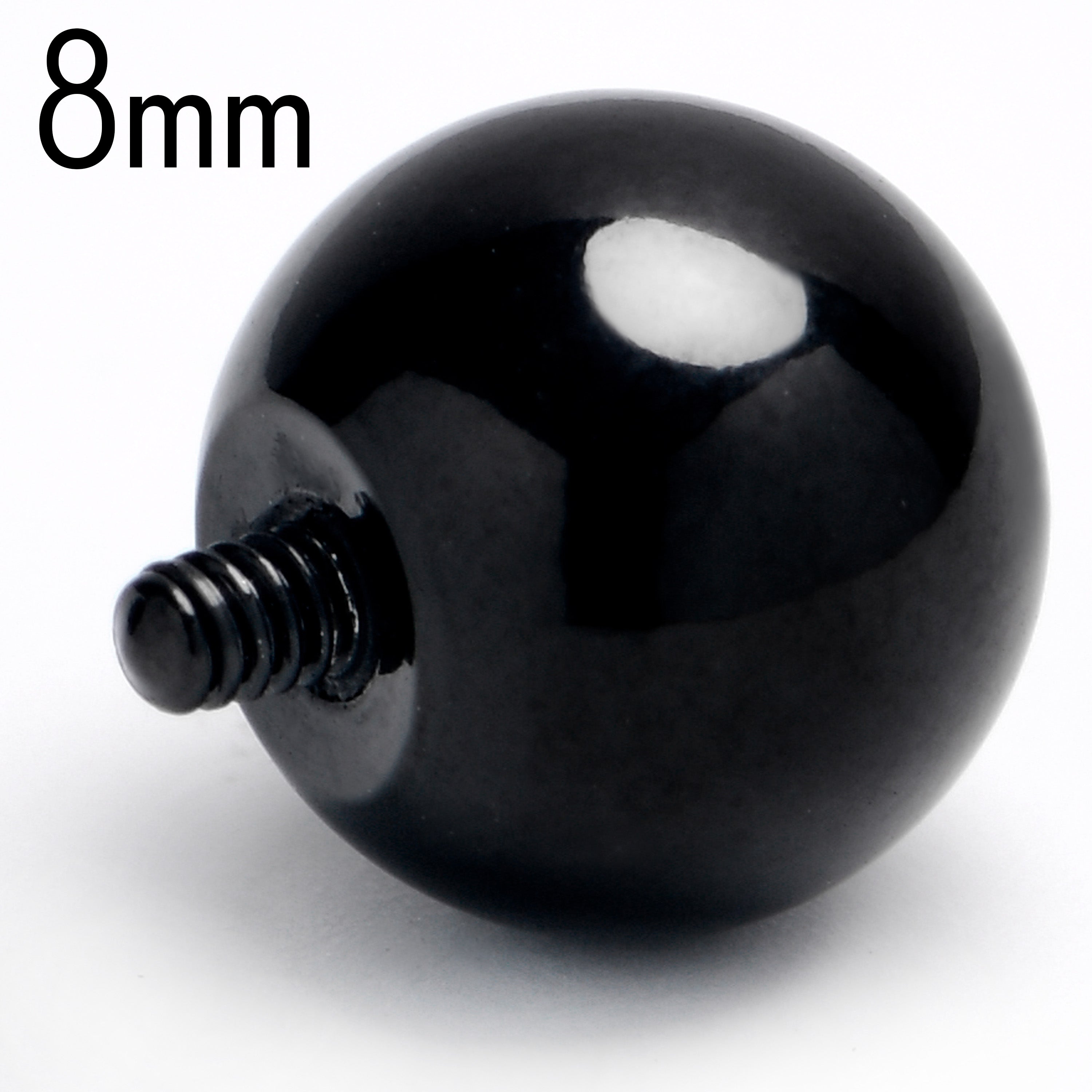 BodyCandy 14G 8mm Black Replacement Ball End Internally Threaded Jewelry — main product shot
