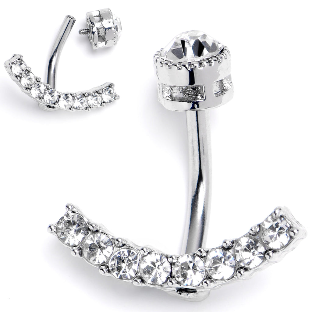BodyCandy Clear CZ Gem Internally Threaded Arc Of Glam Belly Ring — main product shot