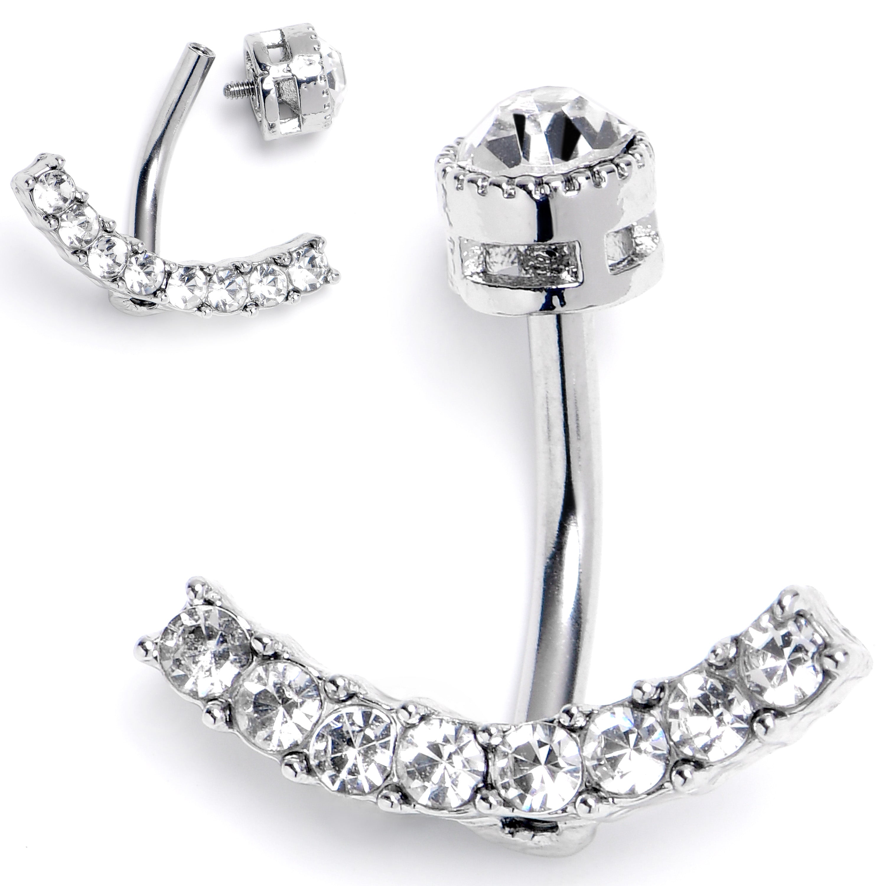BodyCandy Clear CZ Gem Internally Threaded Arc Of Glam Belly Ring — main product shot