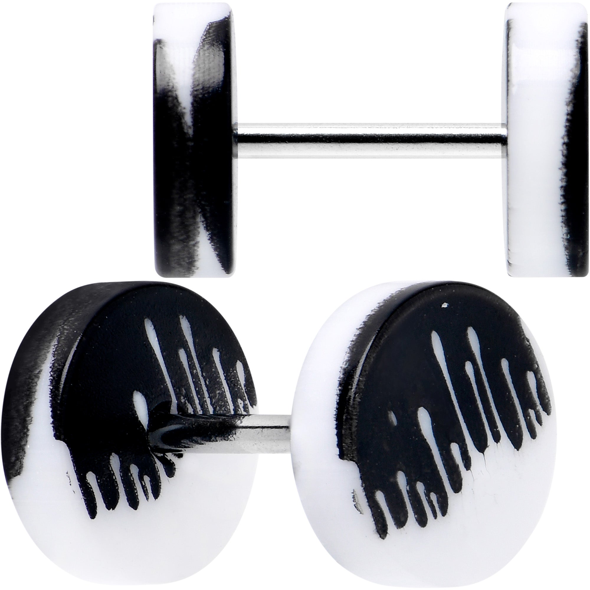BodyCandy 16G Black White Reverse Drip Acrylic Cheater Plug Set — main product shot