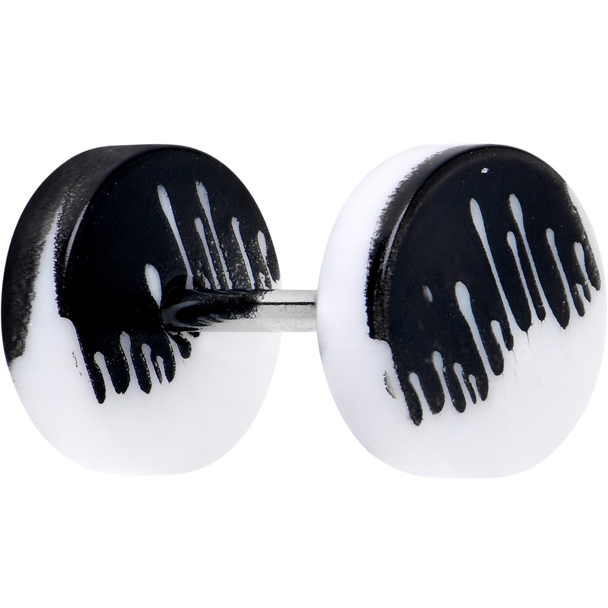 BodyCandy 16G Black White Reverse Drip Acrylic Cheater Plug Set — detail close-up