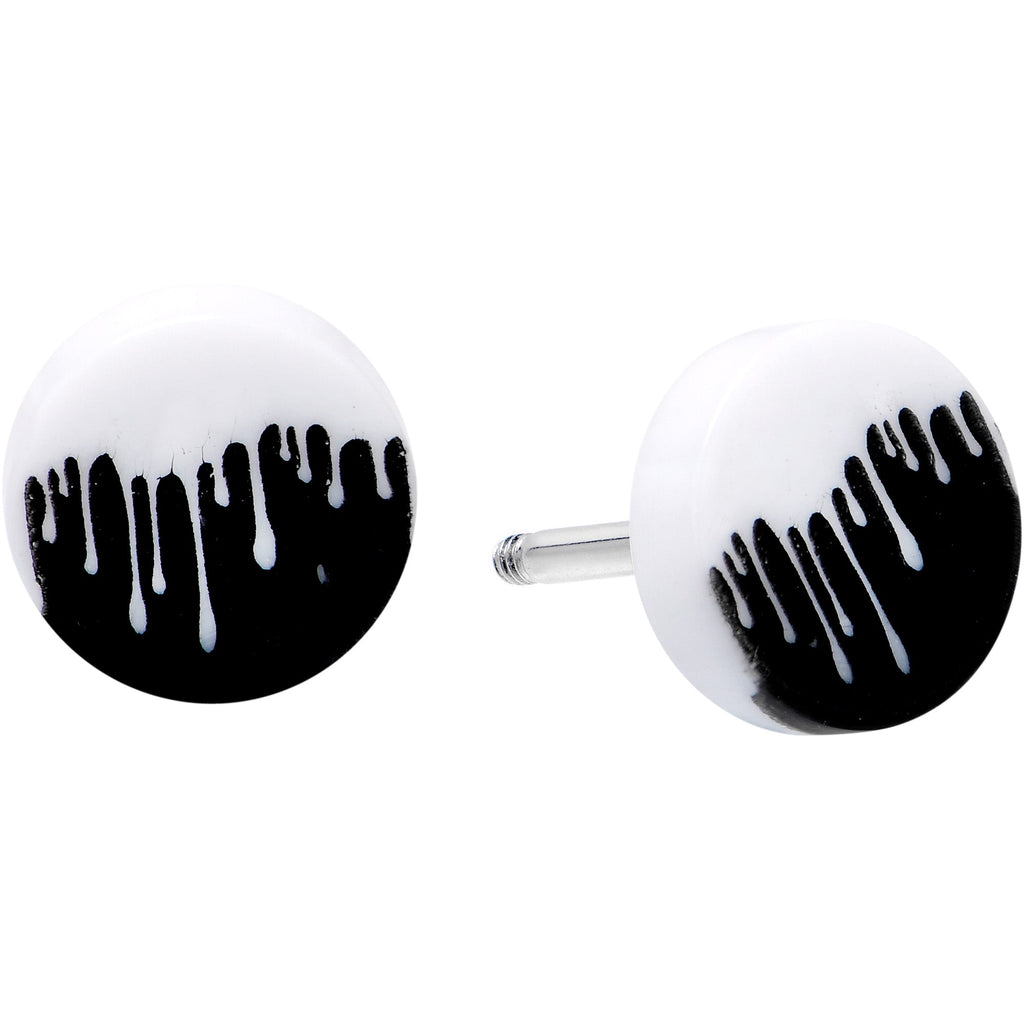 BodyCandy 16G Black White Reverse Drip Acrylic Cheater Plug Set — side view