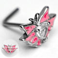 BodyCandy 20G 7mm Clear Gem Heart Butterfly Pink Wings L Shape Nose Ring — main product shot