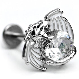 16G 5/16 Clear Gem Heart of Dragon Labret Monroe Tragus