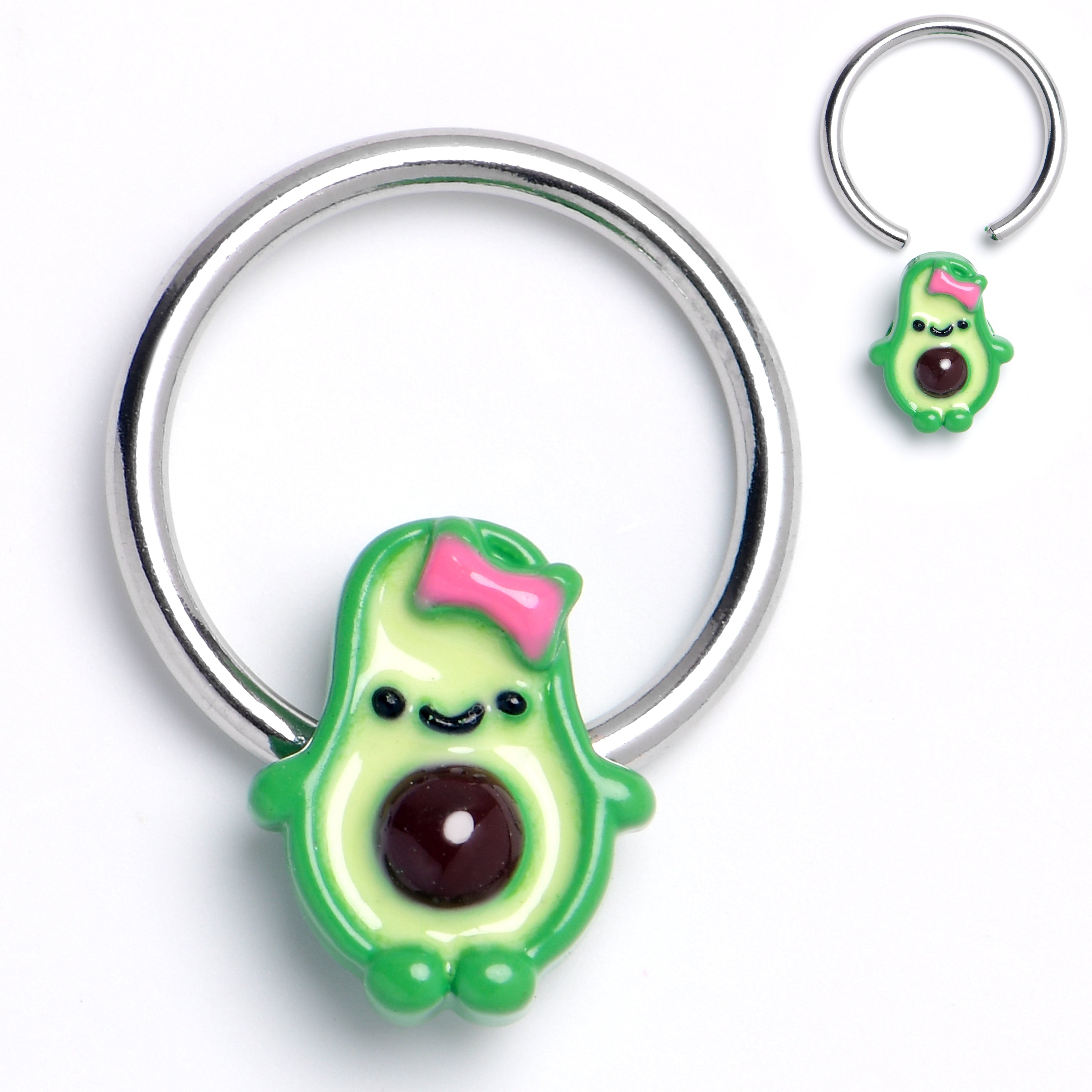 BodyCandy 16G 3/8 Cutie Avocado BCR Captive Ring — main product shot